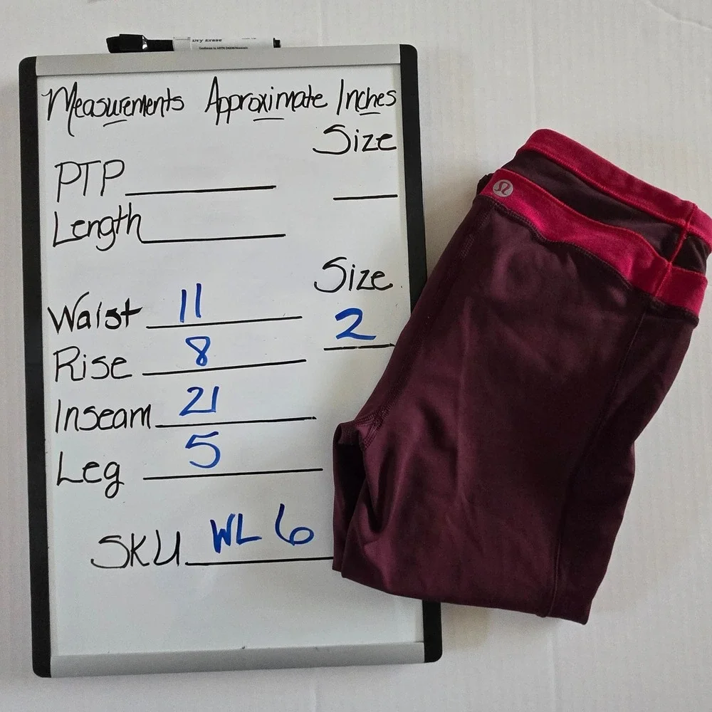 Lululemon Athletica Burgundy Magenta Cropped‎ Yoga Leggings Size 2 WL6